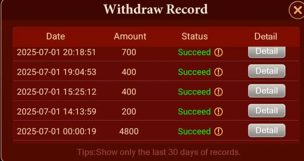 Game 3f Withdraw Record